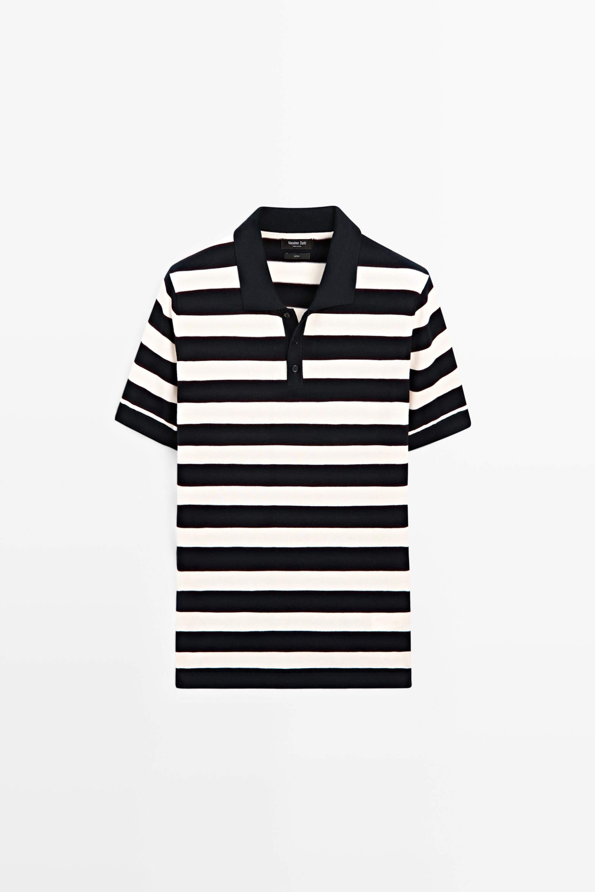 100% cotton striped knit polo shirt